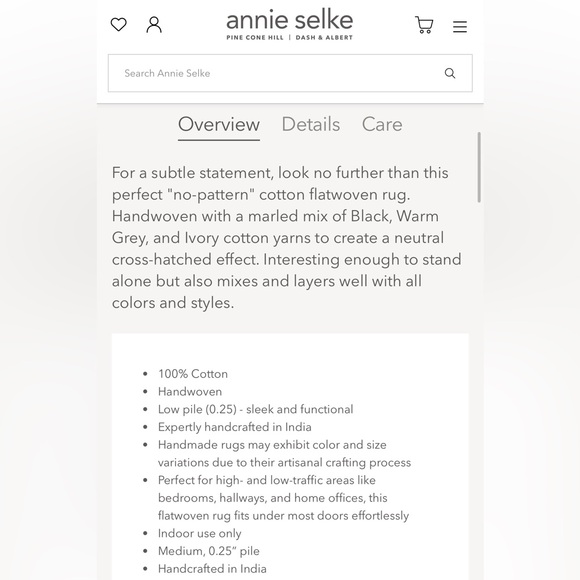 Annie Selke Marled Handwoven Cotton Rug: Indigo - Picture 5 of 8